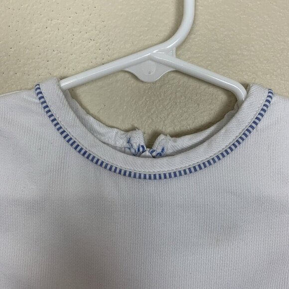 Little Me Short Sleeve Dress White Blue Seersucker Classic Girls 9 Months - Picture 7 of 15